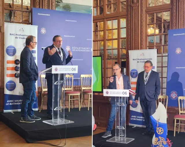 Thierry Girard et Éric Bonnavion au séminaire du LP Vauban, au Palais du Roi de Sardaigne à Nice